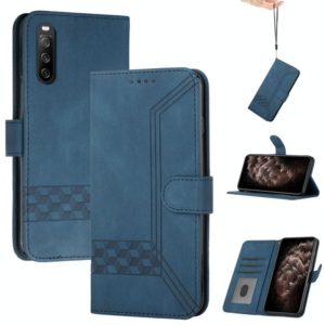For Sony Xperia 10 III Cubic Skin Feel Flip Leather Phone Case(Royal Blue) (OEM)