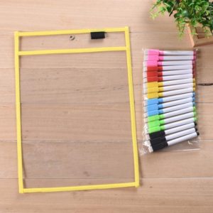 Erasable Hanging PVC A4 Transparent Sewing Red Document Dry Erase Bag, Size:21x30cm(Yellow) (OEM)