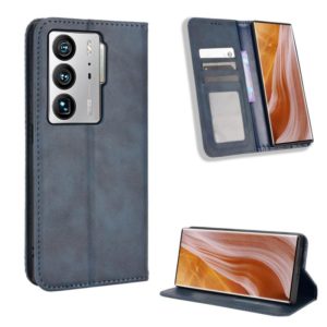 For ZTE Axon 40 Ultra Magnetic Buckle Retro Texture Leather Phone Case(Blue) (OEM)