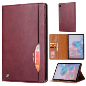 For Samsung Galaxy Tab S7 FE Knead Skin Texture Horizontal Flip Leather Case with Photo Frame & Holder & Card Slots & Wallet(Wine Red) (OEM)