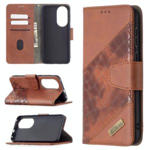 For Huawei P50 Matching Color Crocodile Texture Horizontal Flip PU Leather Case with Wallet & Holder & Card Slots(Brown) (OEM)