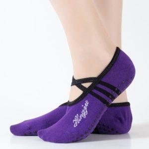 1 Pair Sports Yoga Socks Slipper for Women Anti Slip Lady Damping Bandage Pilates Sock(Dark Purple) (OEM)