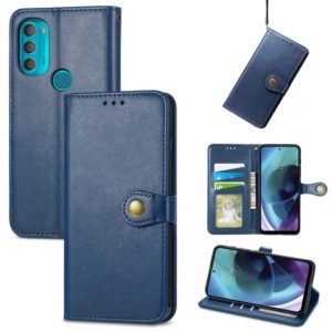 For Motorola Moto G71 5G Solid Color Leather Buckle Phone Case(Blue) (OEM)