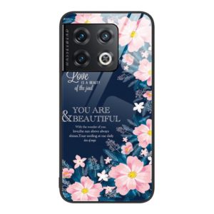 For OnePlus 10 Pro Colorful Painted Glass Phone Case(Flower) (OEM)