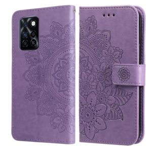 For Infinix Note 10 Pro NFC / Note 10 Pro 7-petal Flowers Embossing Pattern Horizontal Flip PU Leather Case with Holder & Card Slots & Wallet & Photo Frame(Light Purple) (OEM)