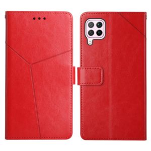For Huawei P40 Lite Y Stitching Horizontal Flip Leather Phone Case with Holder & Card Slots & Wallet & Photo Frame(Red) (OEM)