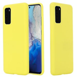 For Galaxy S20 Solid Color Liquid Silicone Shockproof Full Coverage Protective Case(Yellow) (OEM)