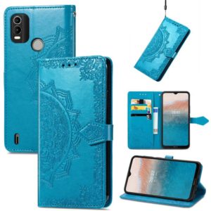 For Nokia C21 Plus Mandala Flower Embossed Leather Phone Case(Blue) (OEM)