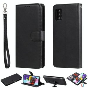 For Samsung Galaxy A51 5G 2 in 1 Solid Color Detachable PU Leather Case with Card Slots & Magnetic Holder & Photo Frame & Wallet & Strap(Black) (OEM)