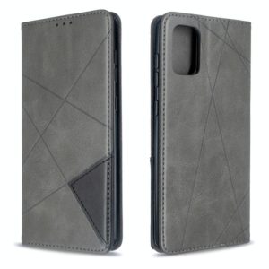 For Galaxy A71 Rhombus Texture Horizontal Flip Magnetic Leather Case with Holder & Card Slots(Grey) (OEM)