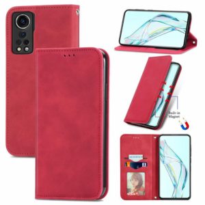 For ZTE Axon 30 5G Retro Skin Feel Business Magnetic Horizontal Flip Leather Case with Holder & Card Slots & Wallet & Photo Frame(Red) (OEM)