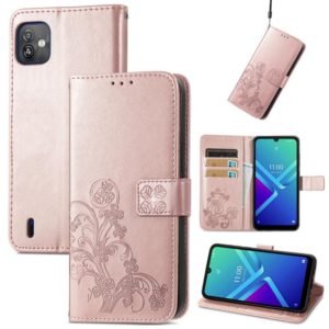 For Wiko Y82 Four-leaf Clasp Embossed Buckle Leather Phone Case(Rose Gold) (OEM)
