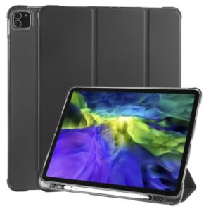 For iPad Pro 12.9 (2020) / iPad Pro 12.9(2018) 3-folding Horizontal Flip PU Leather + Shockproof TPU Tablet Case with Holder & Pen Slot(Black) (OEM)