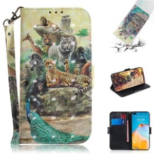 For Huawei P40 3D Painting Horizontal Flip Leather Case with Holder & Card Slot & Wallet & Lanyard(Zoo) (OEM)