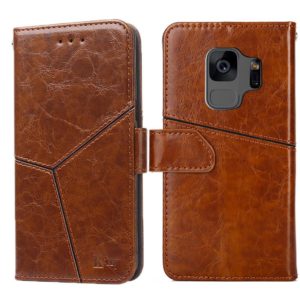 For Samsung Galaxy S9 Geometric Stitching Horizontal Flip TPU + PU Leather Case with Holder & Card Slots & Wallet(Light Brown) (OEM)