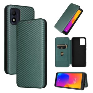 For Alcatel 1B 2022 Carbon Fiber Texture Flip Leather Phone Case(Green) (OEM)