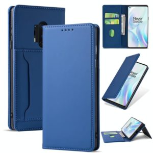 For OnePlus 8 Pro Strong Magnetism Liquid Feel Horizontal Flip Leather Case with Holder & Card Slots & Wallet(Blue) (OEM)
