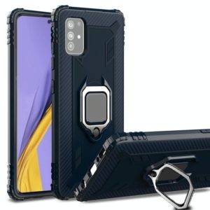 For Samsung Galaxy M31s Carbon Fiber Protective Case with 360 Degree Rotating Ring Holder(Blue) (OEM)