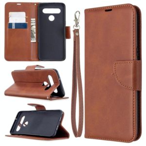 For LG K61 Retro Lambskin Texture Pure Color Horizontal Flip PU Leather Case with Holder & Card Slots & Wallet & Lanyard(Brown) (OEM)
