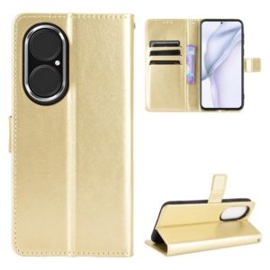For Huawei P50 Crazy Horse Texture Horizontal Flip Leather Case with Holder & Card Slots & Lanyard(Gold) (OEM)
