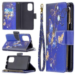 For Xiaomi Mi 11i / Poco F3 / Redmi K40 / K40 Pro Colored Drawing Pattern Zipper Horizontal Flip Leather Case with Holder & Card Slots & Wallet(Purple Butterfly) (OEM)
