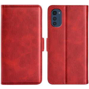 For Motorola Moto E32 4G Dual-side Magnetic Buckle Horizontal Flip Leather Phone Case(Red) (OEM)