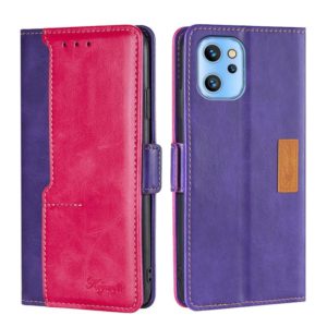 For UMIDIGI A13/A13 Pro/A13S Contrast Color Side Buckle Leather Phone Case(Purple + Rose Red) (OEM)