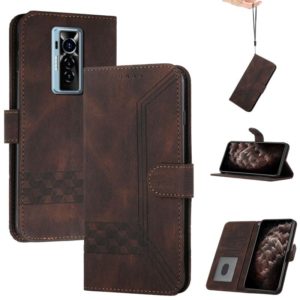 For Tecno Phantom X Cubic Skin Feel Flip Leather Phone Case(Dark Brown) (OEM)