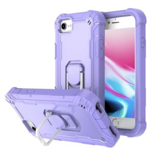 For iPhone SE 2022 / SE 2020 / 8 / 7 PC + Rubber 3-layers Shockproof Protective Case with Rotating Holder(Purple) (OEM)
