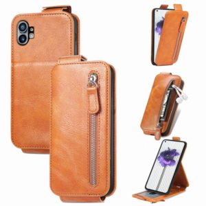 For Nothing Phone 1 Zipper Wallet Vertical Flip Leather Phone Case(Brwon) (OEM)