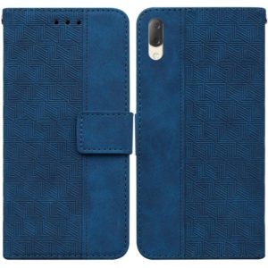 For Sony Xperia L3 Geometric Embossed Leather Phone Case(Blue) (OEM)