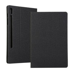 For Samsung Galaxy Tab S8+ / Tab S8 Plus / Tab S7 FE / Tab S7+ / T970 Fabric Texture Horizontal Flip PU Leather Case with Holder(Black) (OEM)