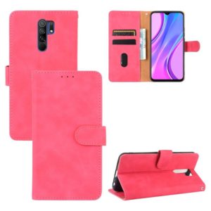 For Xiaomi Redmi 9 Solid Color Skin Feel Magnetic Buckle Horizontal Flip Calf Texture PU Leather Case with Holder & Card Slots & Wallet(Rose Red) (OEM)