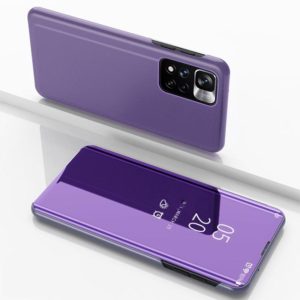 For Xiaomi Redmi Note 11 Plated Mirror Horizontal Flip Leather Case with Holder(Purple Blue) (OEM)