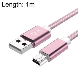5 PCS Mini USB to USB A Woven Data / Charge Cable for MP3, Camera, Car DVR, Length:1m(Rose Gold) (OEM)