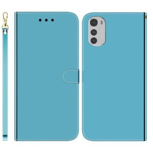 For Motorola Moto E32 Imitated Mirror Surface Leather Phone Case(Blue) (OEM)