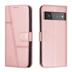 For Google Pixel 6 Pro Stitching Calf Texture Buckle Leather Phone Case(Pink) (OEM)