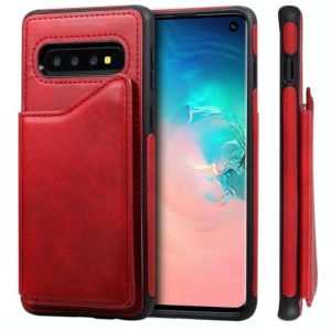 For Galaxy S10 Shockproof Calf Texture Protective Case with Holder & Card Slots & Frame(Red) (OEM)