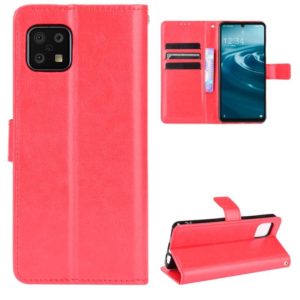 For Aquos Sense6 Crazy Horse Texture Horizontal Flip Leather Case with Holder & Card Slots & Lanyard(Red) (OEM)