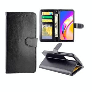 For OPPO A94 5G/F19 Pro+(5G)/Reno5 Z(5G)/RENO6 Z Crazy Horse Texture Leather Horizontal Flip Protective Case with Holder & Card Slots & Wallet & Photo Frame(Black) (OEM)