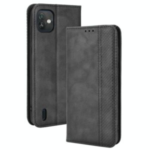 For Wiko Y82 Magnetic Buckle Retro Crazy Horse Leather Phone Case(Black) (OEM)