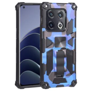 For OnePlus 10 Pro Camouflage Armor Shockproof TPU + PC Magnetic Protective Phone Case with Holder(Dark Blue) (OEM)