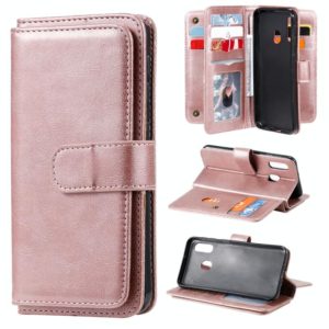 For Samsung Galaxy A20e Multifunctional Magnetic Copper Buckle Horizontal Flip Solid Color Leather Case with 10 Card Slots & Wallet & Holder & Photo Frame(Rose Gold) (OEM)