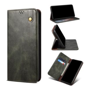 For Motorola Moto Edge 2021 Simple Wax Crazy Horse Texture Horizontal Flip Leather Case with Card Slots & Wallet(Dark Green) (OEM)