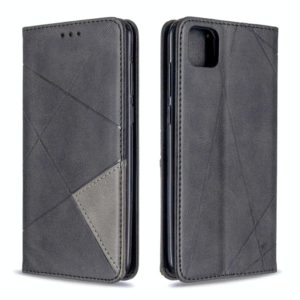 For Huawei Y5P / Honor 9S Rhombus Texture Horizontal Flip Magnetic Leather Case with Holder & Card Slots & Wallet(Black) (OEM)
