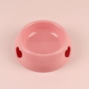 Dog Bowls Plastic Love Single Bowl Pet Bowl Cat Food Bowl Small(Pink) (OEM)