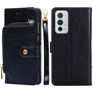 For OnePlus 9RT 5G Zipper Bag Horizontal Flip Leather Phone Case with Holder & Card Slots & Lanyard(Black) (OEM)