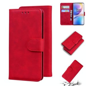 For OnePlus 8 Pro Skin Feel Pure Color Flip Leather Phone Case(Red) (OEM)