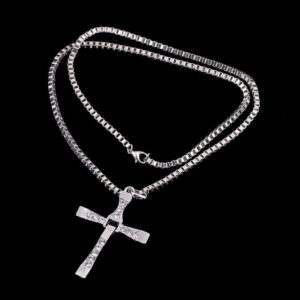 Personality Tie Style Cross Necklace Stainless Steel Pendants Necklaces For Men Fashion Jewelry, (Does Not Include Chain)(Silver) (OEM)