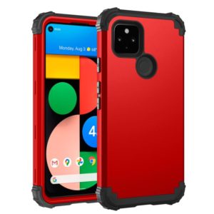 For Google Pixel 4a 5G 3 in 1 Shockproof PC + Silicone Protective Case(Red + Black) (OEM)